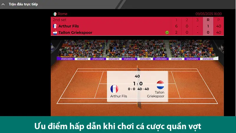 Chơi cá cược quần vợt và tìm hiểu các loại cược trong trò chơi